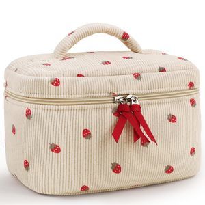 Corduroy Large Travel Quilted Makeup Bag For Women Floral Cotton Cosmetic Bag🥳